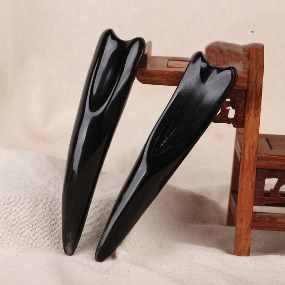 Large Massage Scraping Bar Handhold Trigger Point Black Buffalo Horn Massage Stick Whole Body Massager Nose Scraping Tool