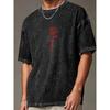 Стильная мужская винтажная футболка с графическим принтом Streetwear Tee Всесезонная Повседневная для городского стиля Потертый вид Удобная посадка Свободный крой Топ Мода