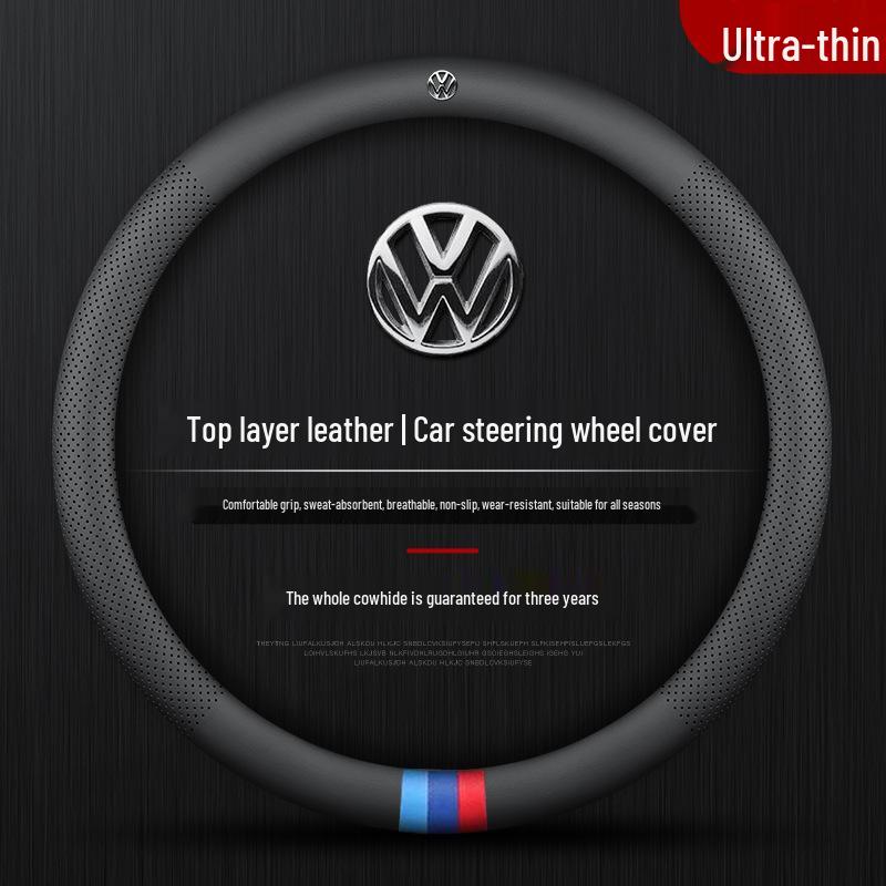 Всесезонная чехол-оплетка на руль из натуральной кожи для Volkswagen Passat, Ультратонкий, Универсальный, Аксессуар для интерьера.