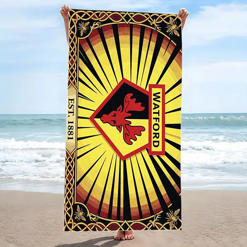 Watford Print Beach Towel, Large Soft Quick Dry Towel for Beach Camping Swimming