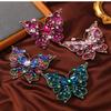 Vintage Luxury Big Glass Rhinestone Shiny Butterfly Brooches Pins For Women Shiny Boutique Decoration Corsage Banquet Pin Brooch