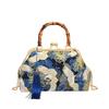 Chinese Style Embroidery Cheongsam Bag Retro Elegant Diagonal Women's Bag Classic Ancient Style Bamboo Knot Hand Hold Mouth Gold Bag