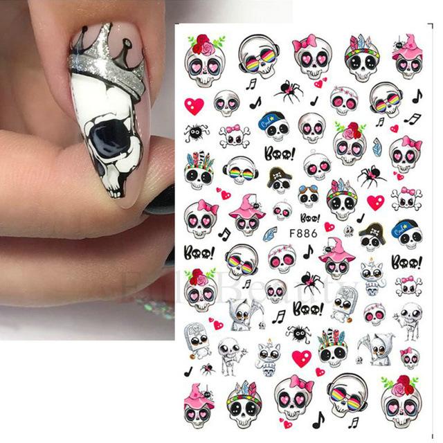 Рождественские наклейки для ногтей Пингвин Санта-Клаус Лось Дерево Олени Медведи Мультяшные ползунки Белые снежинки Наклейки Украшения для дизайна ногтей