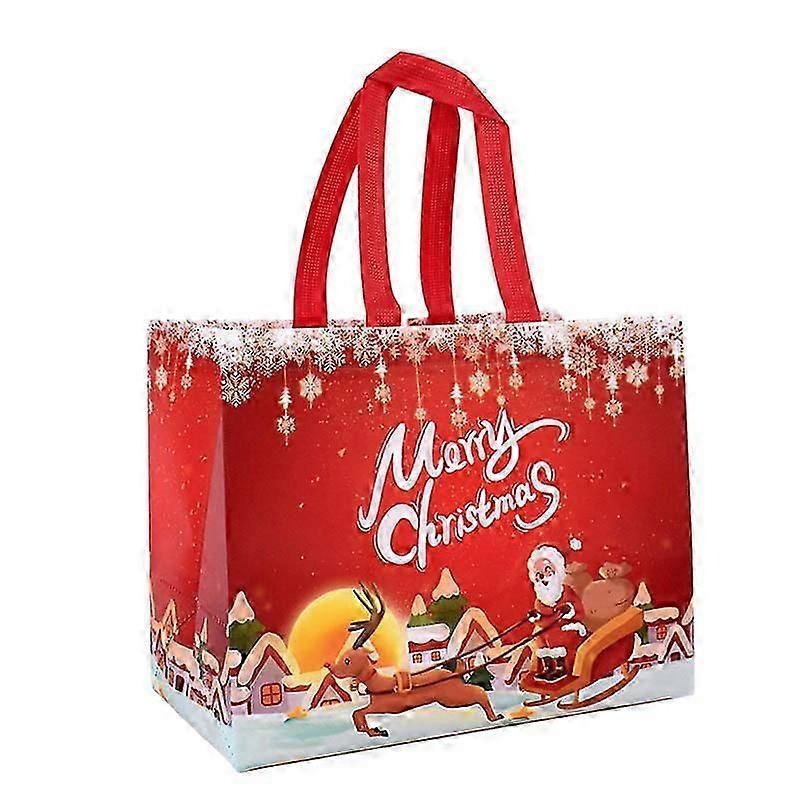 Christmas gift bag with a Santa Claus, snowman, and candy design. Ideal for Christmas parties and home decor. New Year 2025.
