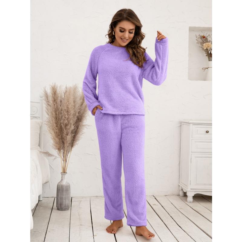 Plus Size Sweatshirt Pant Suit Loose Casual Homewear Double-sided Plush Two-piece Set