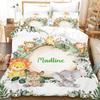 Комплект пододеяльника с именем на заказ, мультяшный комплект постельного белья с лесными животными, Твин, Фулл, Квин, Кинг для детей, девочек, мальчиков, подарки на день рождения, свадьбу
