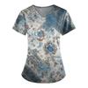 Plus Size Printed Scrub Working Uniform Tops For Women's V-Neck Print Short Sleeve Fun T-Shirts Workwear Tee With Pockets