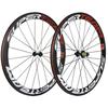 Windbrake Bike SUPERTEAM 50mm Clincher Wheel Set 700c 23mm Road Bike Carbon Wheel (White/Red)