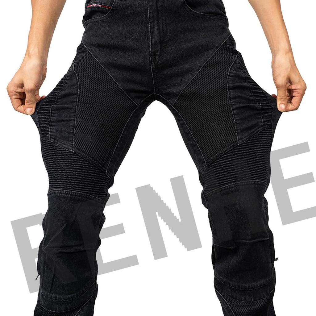 RENHE Men's Motorcycle Pants, For Summer, Mesh Pants, Riding Pants, With Protector, For Summer,