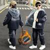 Children's Plus Velvet Denim Suit  Boys' Winter Clothes Two-piece Thick Denim Clothes for Big Boys and Girls In Winter