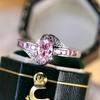 Винтажное женское кольцо овальной огранки с розовым камнем и цирконием серебристого цвета, обручальное кольцо невесты, обручальные кольца для женщин