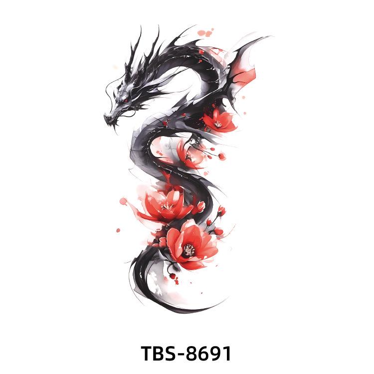 2025 Full/Half Arm Wolf, Tiger, & Flower Tattoo Stickers - European/American Style