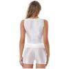 2Pcs Womens Glossy Swimsuit Outfit Sleeveless Tights Tee With Shorts Set Yoga Workout Sports Suit Pole Dancing Clubwear