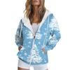 Женская рождественская печатная толстовка осень-зима с длинным рукавом кардиган куртка с карманами на молнии толстовка с капюшоном верхняя одежда