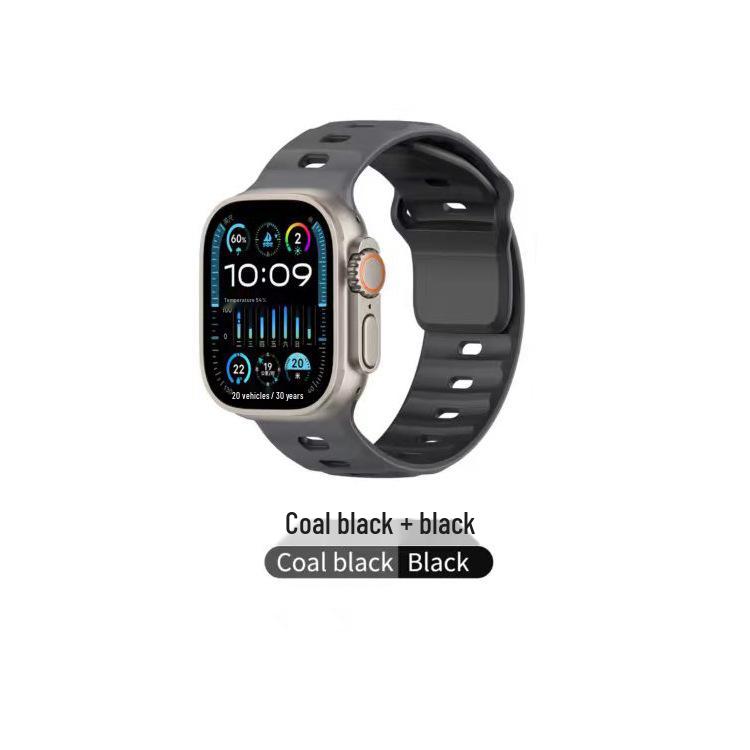 Двухцветный силиконовый ремешок для Apple Watch 10/9/8/7/6 поколений