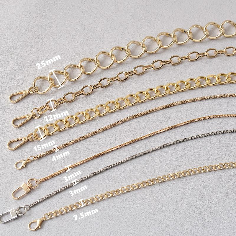 New Fashion Woman Handbag Accessory Chains Luxury Solid Gold Metal Bag Chain Strap Women Cute Clutch Shoulder Purse Accessory