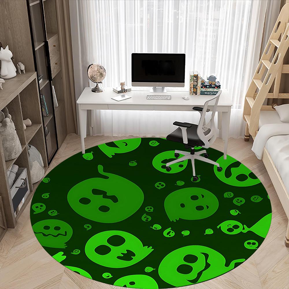 1pc Ghostly Fun Office Round Area Rug, Indoor Mat Suitable For Office, Under Office Chairs Bedroom Living Room Home Decor, Room Deco