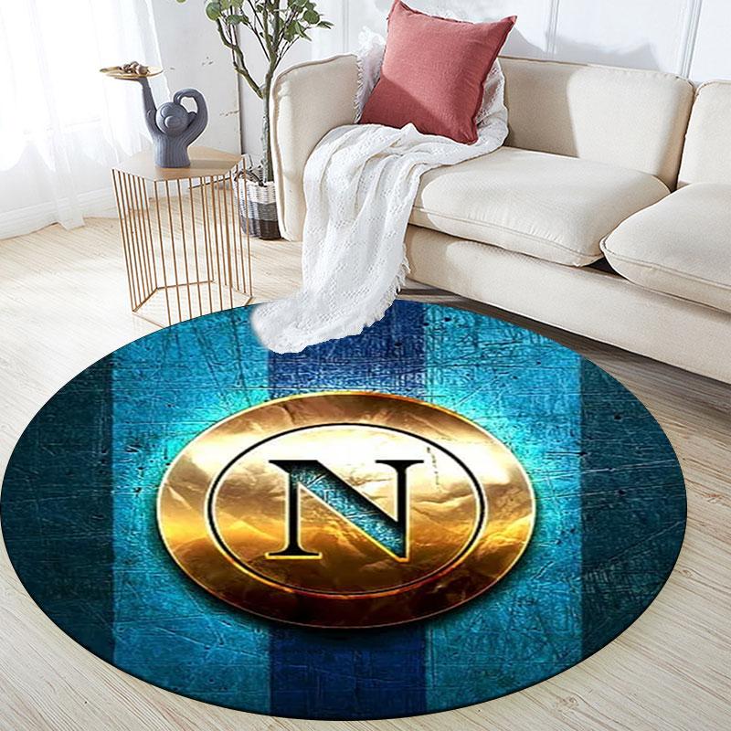 SSC Napoli Printed Round Rug, Non Slip Washable Circular Carpet For Living Room Bedroom Playroom, Sports Fan Decor, Holiday Birthday Gift