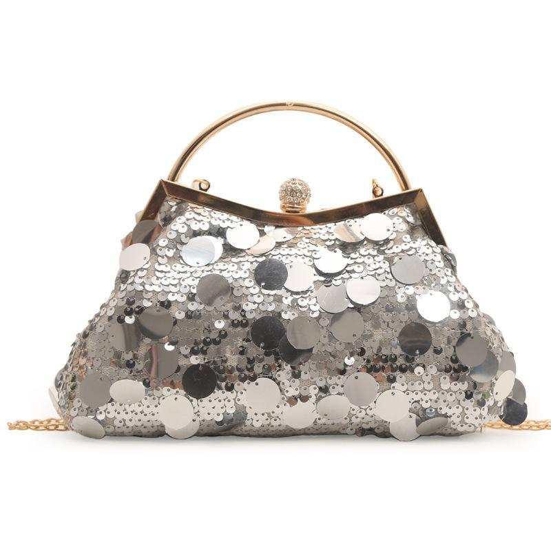 Модная сумка для ужина с пайетками и зажимом 2024 года, новая сумка через плечо, модная высококачественная универсальная сумка