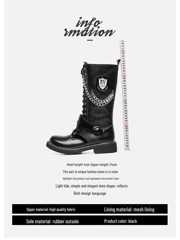 Men's Korean Martin Boots: Height-Boosting Denim Motorcycle and Punk Stage Leather Boots