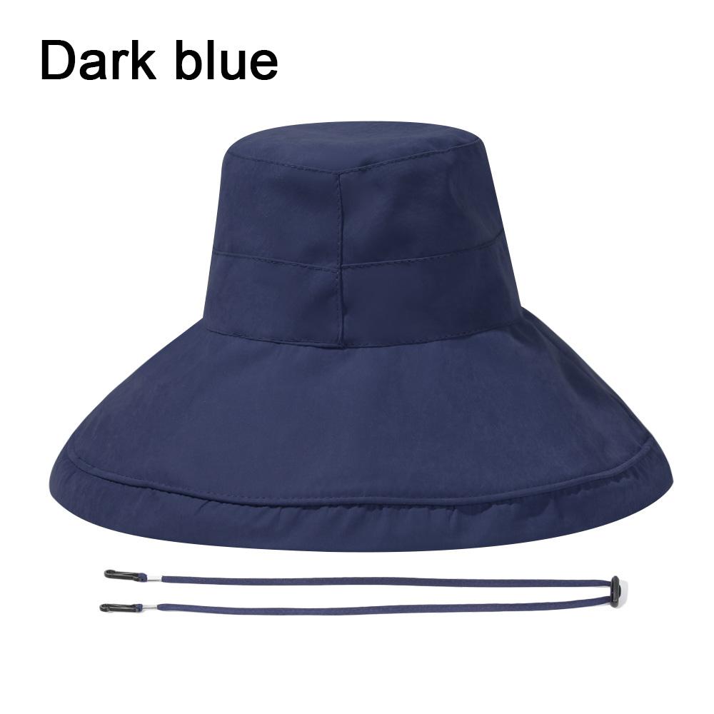 Summer Women Anti-UV Big Visors With Windproof Rope Fisherman Cap Bucket Hat Sun Hat Beach Cap