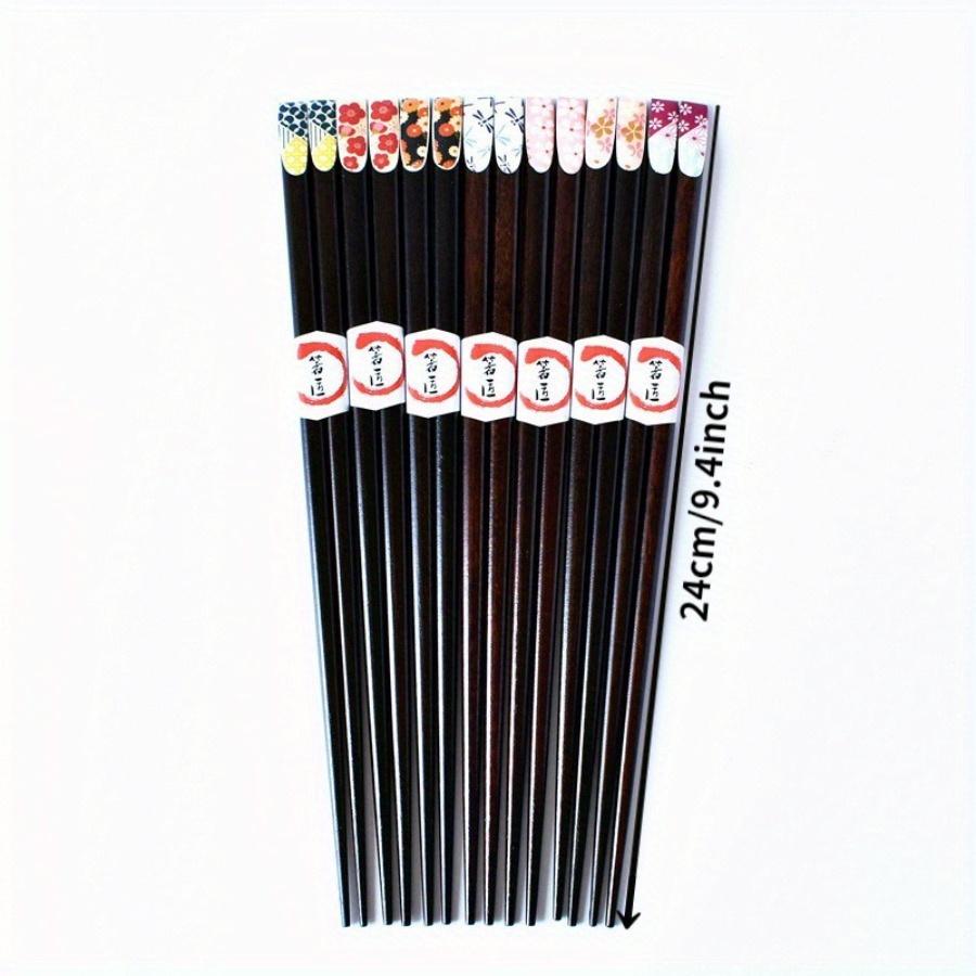 1 Pairs Japanese Flower Pattern Pointed Chopsticks Smooth Wax-free Wood Polka Dot Chopsticks Chinese Family Restaurant Banquet Use Serving Chopsticks