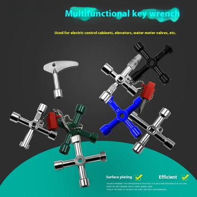 Крестообразный ключ для электрошкафа управления лифтом, ключ для клапана счетчика воды, внутренний треугольный ключ, многоцелевой инструмент
