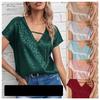 Весенняя женская одежда Color Ding V-образный вырез атласный топ свободного кроя женская одежда футболки женские