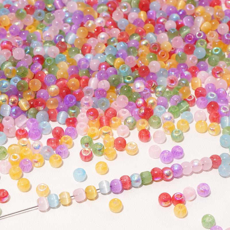 4 мм бусины Aurora Cat's Eye Millet, стеклянные круглые бусины, самодельные бусины для нанизывания вручную, аксессуары для браслета-цепочки для сотового телефона, бусины свободного покроя, прекрасный цвет