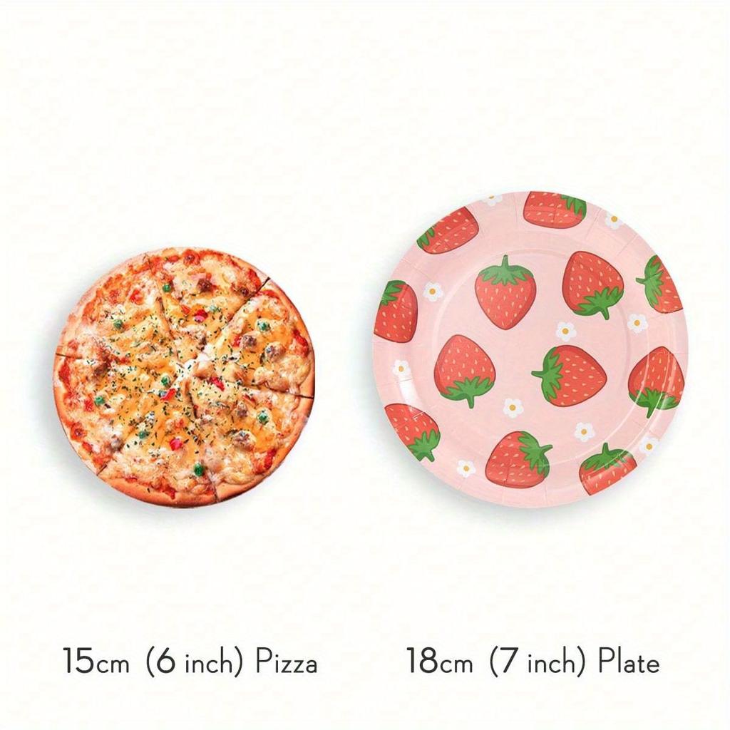 Бумажные тарелки с цветочным и клубничным узором, товары для вечеринок, одноразовые тарелки на 24 гостя, для украшения вечеринки, дня рождения, для подарков