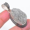 Titanium Druzy Handmade 925 Sterling Silver Jewelry Pendant 1.97" g4K96