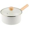 Bestco IH Enamel Saucepan, 18cm, with Glass Lid, White, NQ-0011 Bianco
