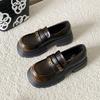 Мокасины женские в британском стиле с мягкой подошвой, одинарные туфли с одной педалью, черные кожаные туфли