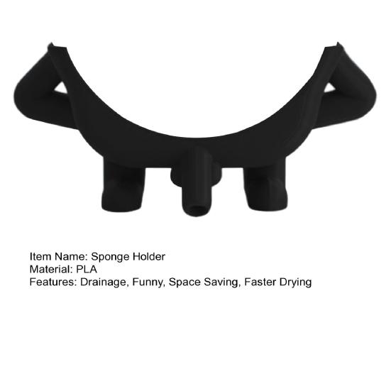 Подставка для губки, напечатанная на 3D-принтере. Милая подвесная подставка для губки с дренажным отверстием. Забавная подставка для губки на край кухонной раковины.