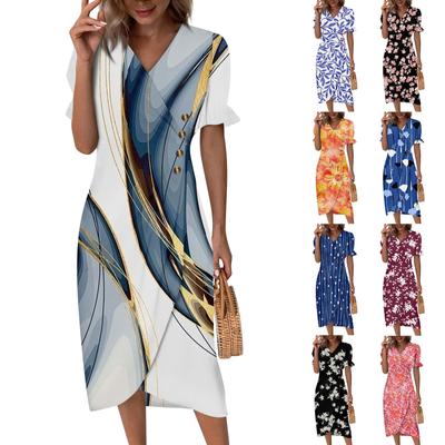 Пляжные платья для женщин, весна-лето, элегантное платье с запахом и V-образным вырезом в стиле бохо, струящееся гавайское платье макси с рюшами