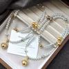 Vintage High-Gloss Perfect Circle Artificial Crystal Pearl Sweater Chain Necklace Collarbone Chain Pendant