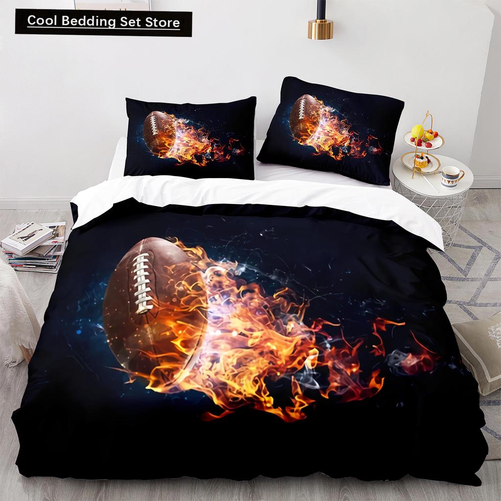 Американский футбол King Queen Пододеяльник с рисунком игрока в регби Комплект постельного белья для детей, подростков, взрослых, мяч, спорт, полиэстеровый пододеяльник