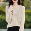 Women's Fashion Casual Fall Winter Solid Color Print Long Sleeve O-Neck Sweaters