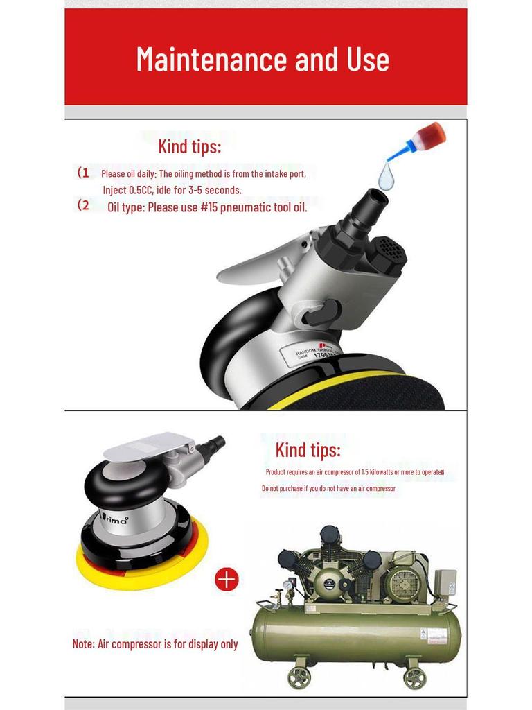 Handheld Air Grinder: Pneumatic Sandpaper Machine for Dry Grinding, Car Waxing & Polishing