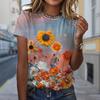 Fashion Women Sunflower Print T Shirt Funny Casual O-neck Short Sleeves T-shirt Summer Female Tee Shirt