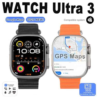 2025Новые DT Ultra 3 Pro Google map NFC Смарт-часы 32G Память Музыка Видео NFC Bluetooth Звонок Водонепроницаемые Смарт-часы