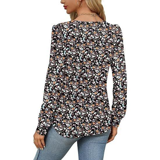 GMXIA Осенняя женская рубашка с длинным рукавом, модная повседневная, плиссированная, с низким круглым вырезом, женская