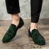 Men's Rhinestone Embellished Pointed Toe Loafers Slip-On Comfortable Casual Business Dress Leather Shoes Luxury Party Moccasins