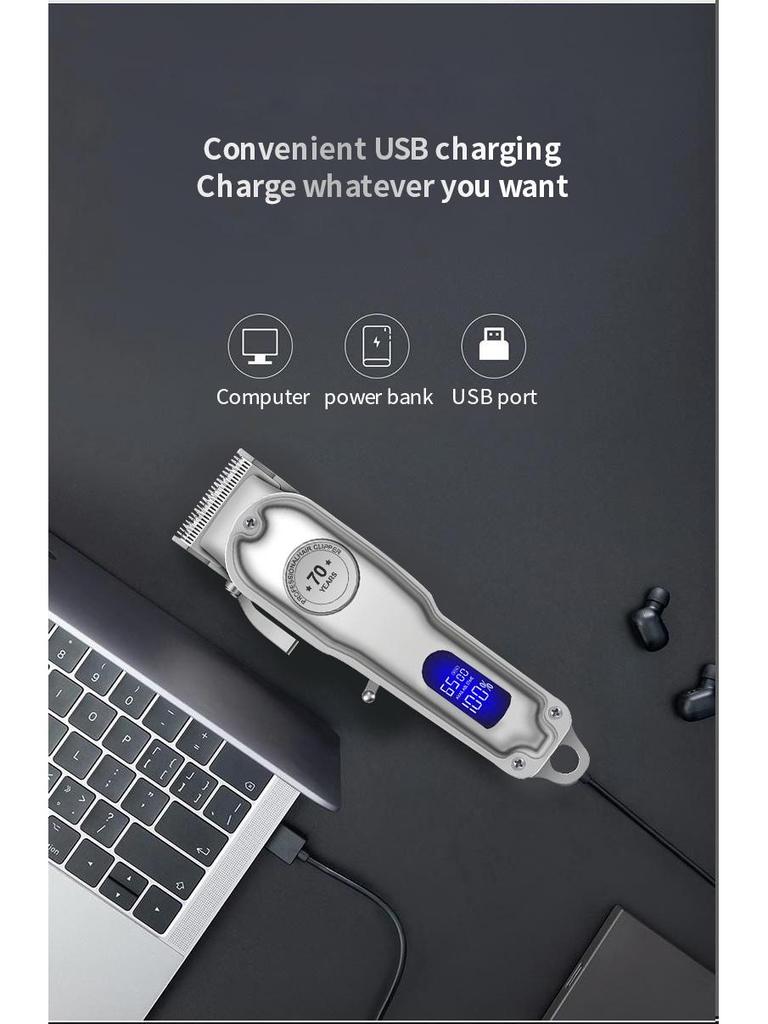 Universal Rechargeable Hair Clipper with LCD Display for Bald Head and Sculpting