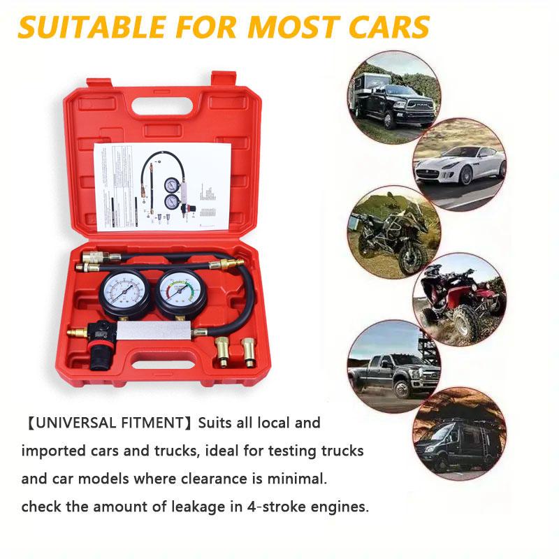 Dual Gauges Cylinder Leak Down Tester Engine Compression Tester Kit Car Cylinder Engine Compression Detector Tool Box