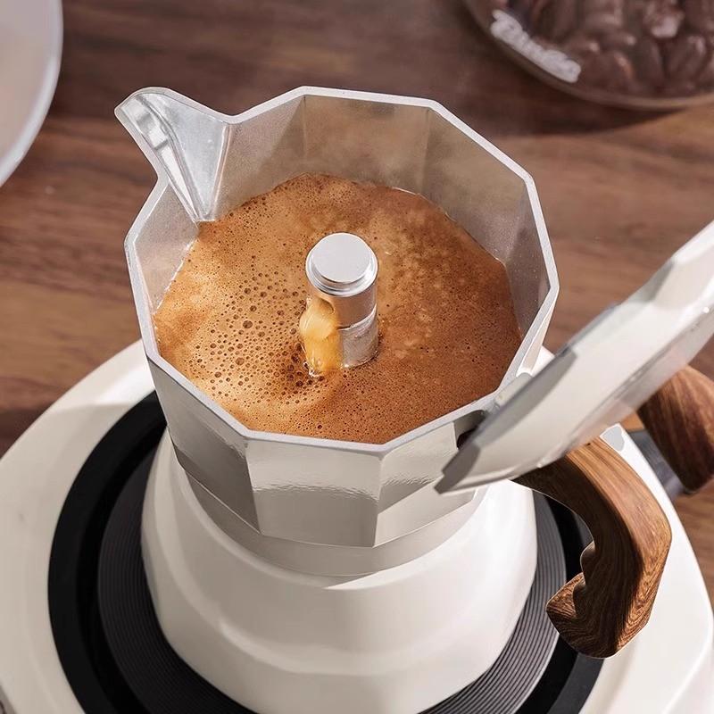 Двухклапанная мока-кофеварка Бытовая маленькая с ручным приводом Итальянская кофемашина Уличный набор кофейника для электрической плиты