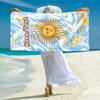 1PC Custom Name Sun Text Marble Beach Towel Highly Absorbent And Sand-Resistant Towel for Swimming, Pool, Yoga, And Travel Lightweight