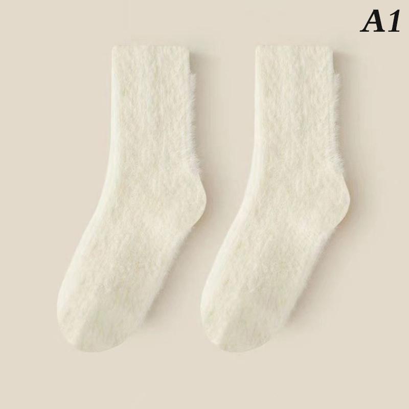 Норковые бархатные носки для женщин и мужчин, осенне-зимние, утолщенные, термальные, кораллового цвета