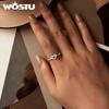 WOSTU Женское кольцо из стерлингового серебра 925 пробы, простое сердце с полым отверстием и узлом, регулируемые кольца в форме сердца в стиле минимализм