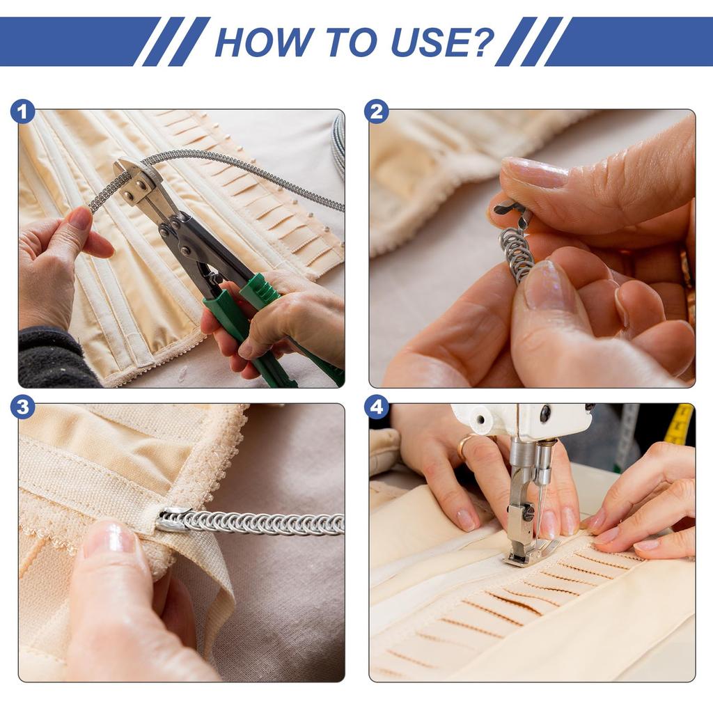 PATIKIL 33 фута 304 Нержавеющая сталь Корсетные кости Спиральная сталь Металлические кости 32 шт. Наконечники для костей Конструкция и форма Принадлежности для изготовления корсетов (Ширина 5 мм)